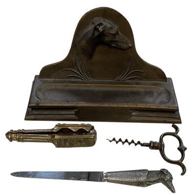 Lot 339 - HERITAGE SCULPTURE; a bronzed desk stand,...