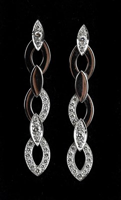 Lot 161 - CARTIER; a pair of 18ct white gold and diamond...