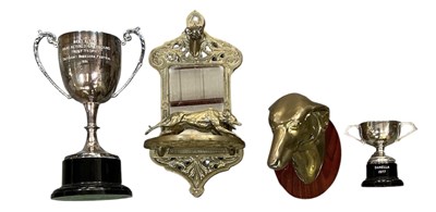Lot 352 - GREYHOUND INTEREST; two silver plated twin...