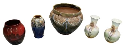 Lot 506 - ROYAL DOULTON; a transfer printed flambé...