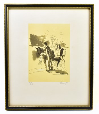 Lot 1380 - HAROLD FRANCIS RILEY BL.D. Litt FRCS (HON) DFA ATC (born 1943); pencil signed limited edition print, Mary with Jesus on a donkey