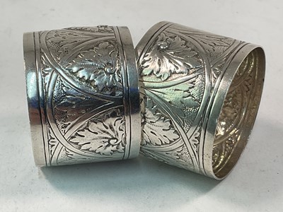 Lot 498 - A pair of hallmarked silver napkin rings with...