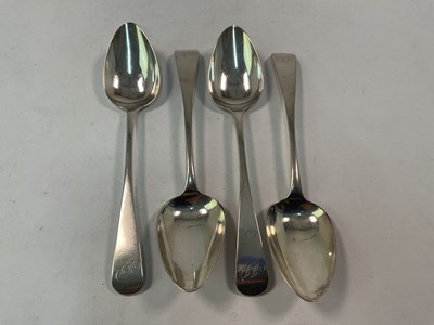 Lot 462 - W. W; a set of four hallmarked silver spoons,...