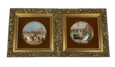 Lot 227 - A circular ceramic plaque titled, 'Canaletto,...