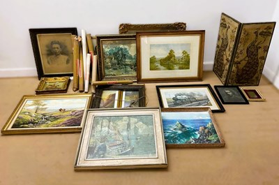 Lot 389 - D J LAWRENCE; oil on canvas, moor and river...