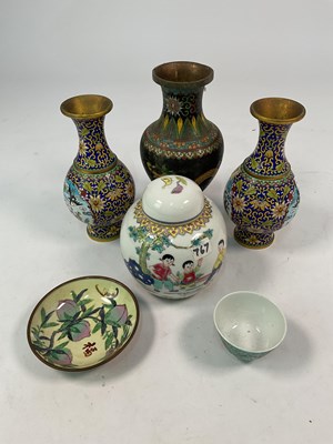 Lot 123 - A cloisonne vase, height 24cm, a cloisonné...