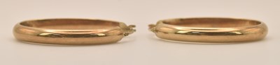 Lot 1393 - A pair of 9ct yellow gold large open hoop...