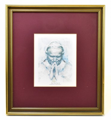 Lot 1392 - HAROLD FRANCIS RILEY BL.D. Litt FRCS (HON) DFA ATC (born 1943); artist's proof print, Pope John Paul II