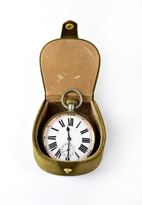 Lot 1086 - A large open-faced silver plated pocket watch,...
