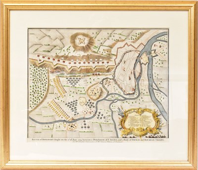 Lot 410 - A circa 1740 map, 'Battle of Donawert fought...