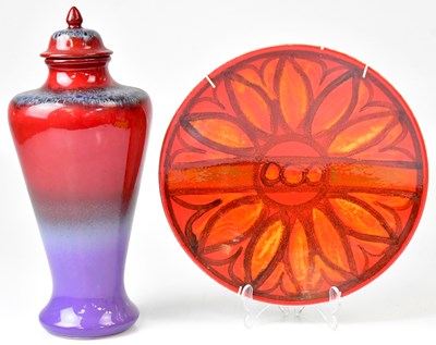 Lot 177 - POOLE POTTERY; a Ruskin lidded vase of...