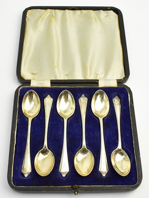 Lot 1242 - A cased set of six George VI hallmarked silver...
