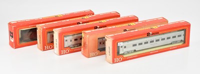 Lot 2275 - RIVAROSSI; five boxed model train carriages...