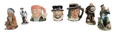 Lot 499 - ROYAL DOULTON; three large character jugs...