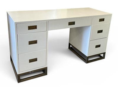 Lot 43 - A modern contemporary white painted kneehole...