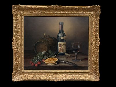 Lot 2312 - BRIAN DAVIES (1942-2014); oil on canvas, still...