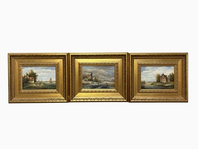 Lot 2326 - L BOSMAN; three oils on panel, river scenes,...