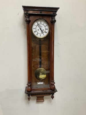 Lot 1356 - A walnut Vienna regulator type wall clock,...
