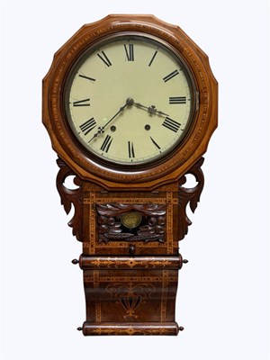 Lot 1357 - A mid 19th century inlaid walnut drop dial...