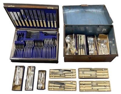 Lot 1114 - A 1920s oak cased six setting canteen of...