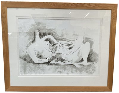 Lot 292 - AFTER HENRY MOORE (1898-1986); a black and...