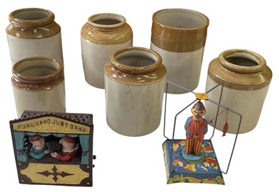 Lot 335 - Six late 19th/early 20th century stoneware...