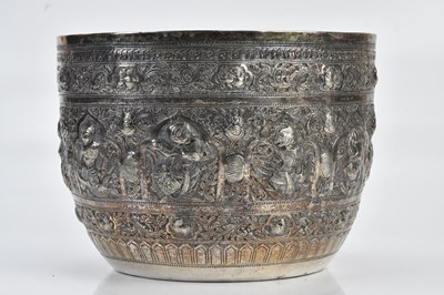 Lot 73 - An Eastern white metal jardinière, with...