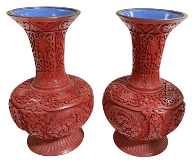 Lot 1084 - A pair of modern Chinese gilt metal blue...