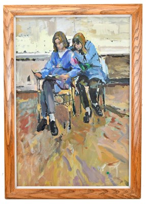 Lot 1567 - GEORGE SYKES; oil on board, 'Looking',...