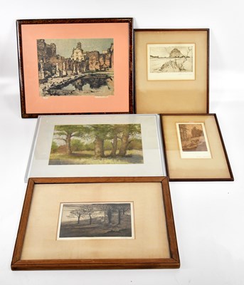 Lot 1754 - CHRIS HOWARTH; two etchings, logging scene and...