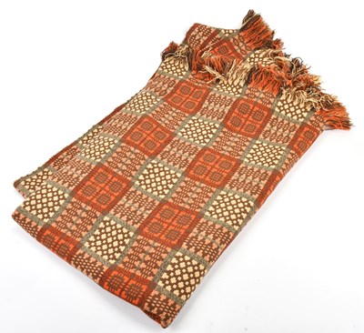Lot 2157 - A vintage brown ground Welsh blanket, 197 x...