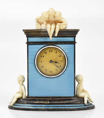 Lot 103 - An Art Deco silver and guilloche enamel...