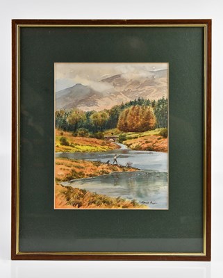 Lot 2301 - DONALD AYRES; watercolour, fishing scene,...