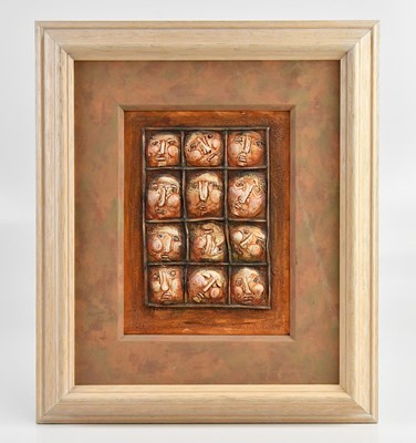 Lot 2357 - JIRI BORSKY; a polychrome plaster wall plaque,...