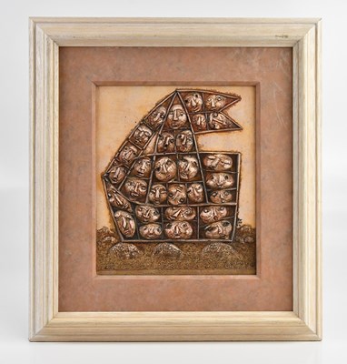 Lot 2358 - JIRI BORSKY; a polychromed plaster plaque,...