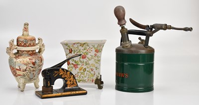 Lot 2086 - A Haws watering can, a desk stamp, a Satsuma...