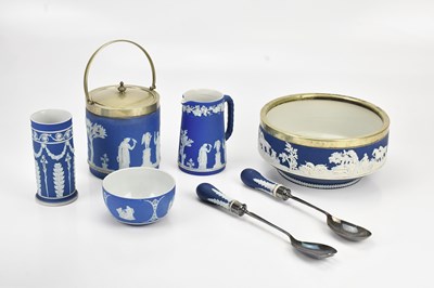 Lot 1560 - WEDGWOOD; a small collection of jasperware...