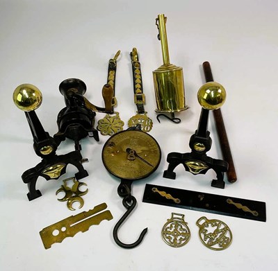 Lot 143 - A collection of brass items, including a...