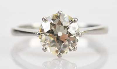 Lot 359 - A platinum diamond solitaire ring, the round...