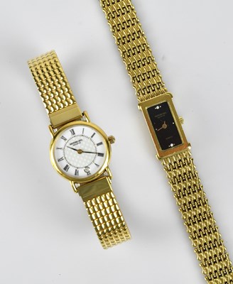 Lot 1230 - RAYMOND WEIL; two lady's gold plated...
