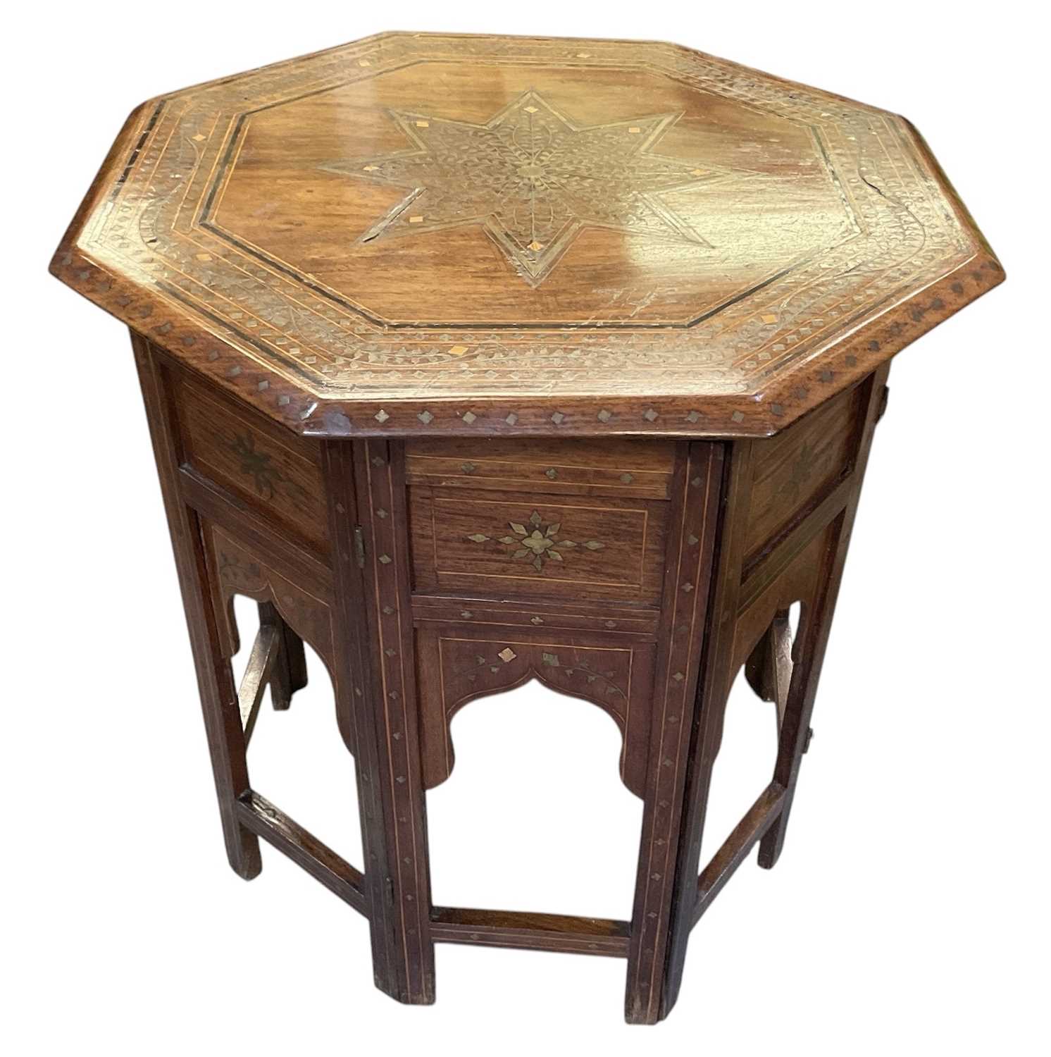 Lot 6 - A late 19th century Anglo-Indian brass inlaid...