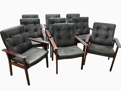 Lot 612 - ARNE VODDER FOR SIBAST MOBLER; nine black...