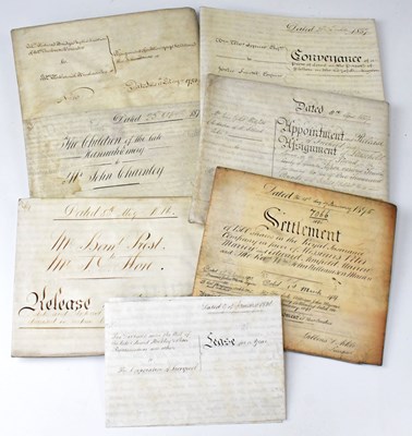 Lot 756 - Seven vellum indentures, dating from 1753,...