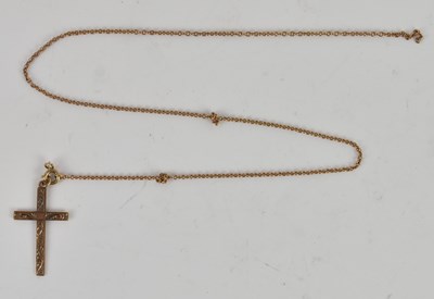 Lot 1366 - A 9ct yellow gold cross pendant, 3.5 x 2cm,...