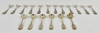 Lot 1153 - A set of twelve 800 grade silver forks, with...
