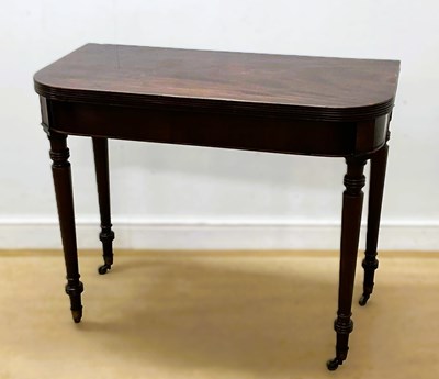 Lot 675 - A 19th century mahogany fold-over tea/card...