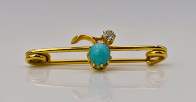 Lot 495 - An antique gold, diamond and turquoise...