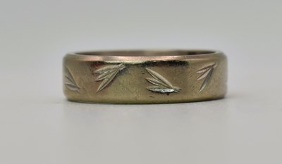 Lot 442 - An 18ct white gold wedding band, size J, 5.2g.