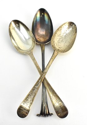 Lot 1237 - Three hallmarked silver tablespoons, two...