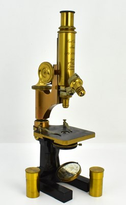 Lot 382 - CARL ZEISS; a late Victorian brass microscope,...